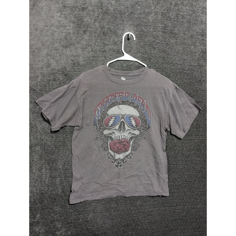 Liquid Blue Grateful Dead Skull Rose Graphic T-Shirt Gray Mens Medium 1977
